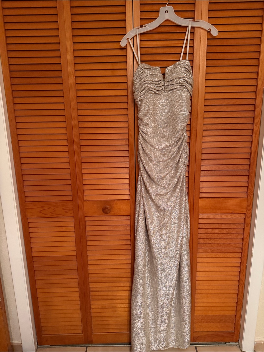 Adrianna Papell Metallic Ruched Gown